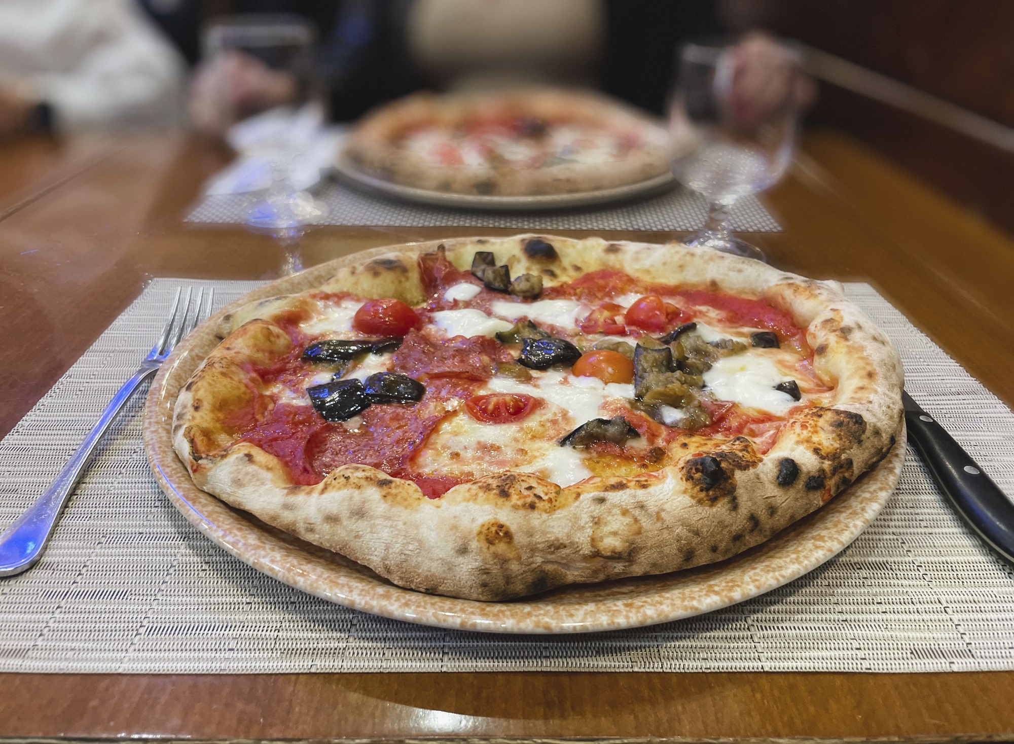 Close-up Of Traditional Neapolitan Pizza in Naples, Italy